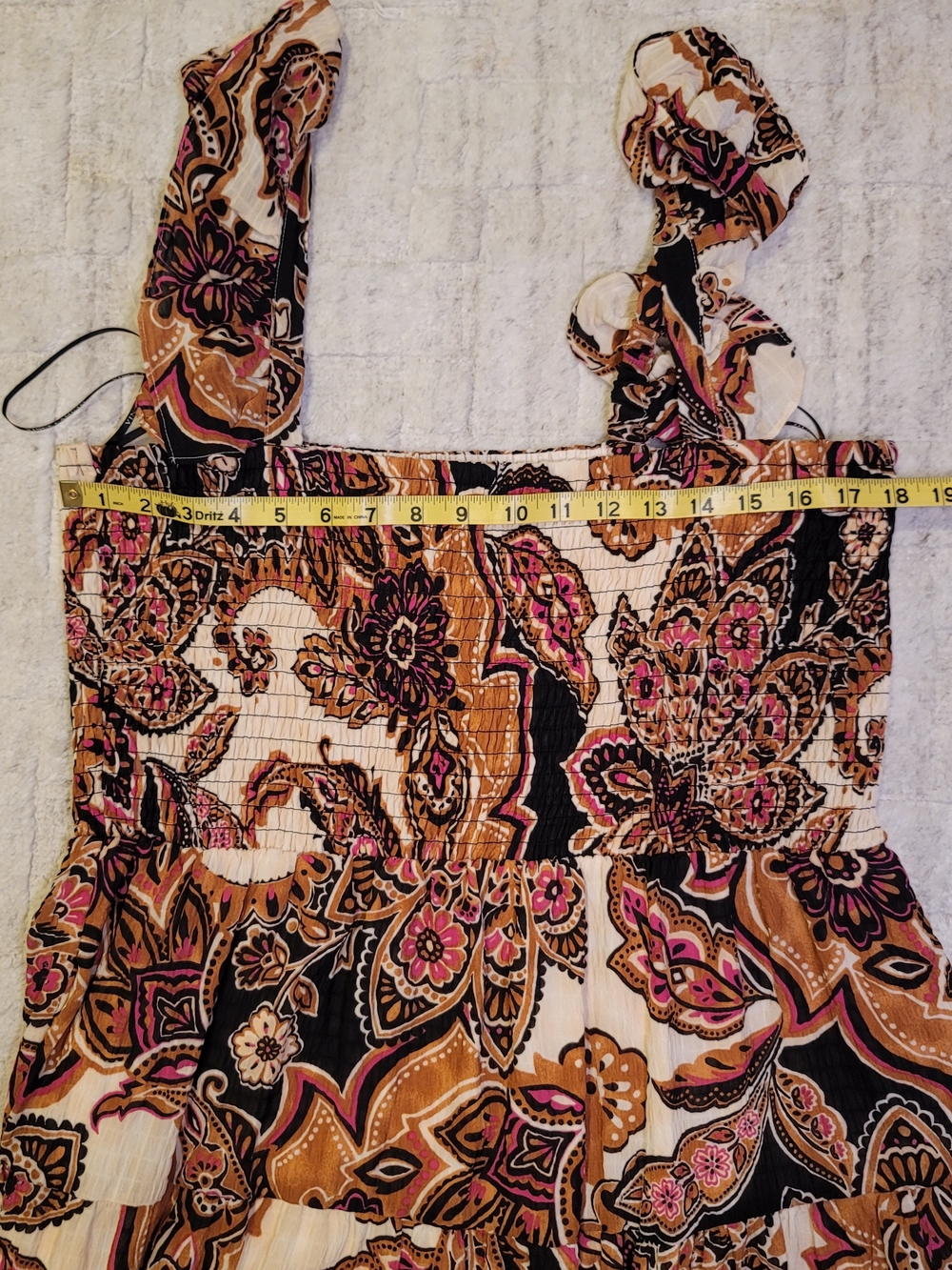 NWT VINCE CAMUTO Square Neck Paisley Print Ruffle Strap Smocked Women's Size XL - Picture 9 of 12